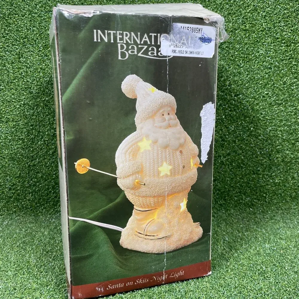 Vintage International Bazaar Porcelain Santa on Skis Night Light